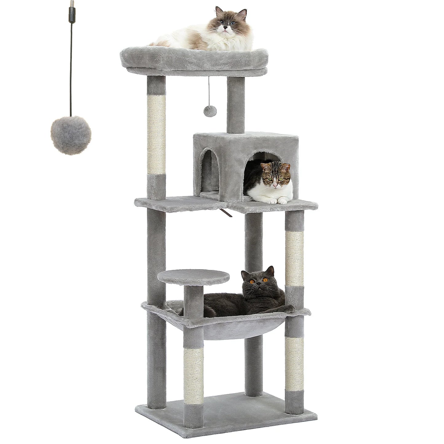 5-Level Cat Tower with Hammock & Sisal Scratching Posts