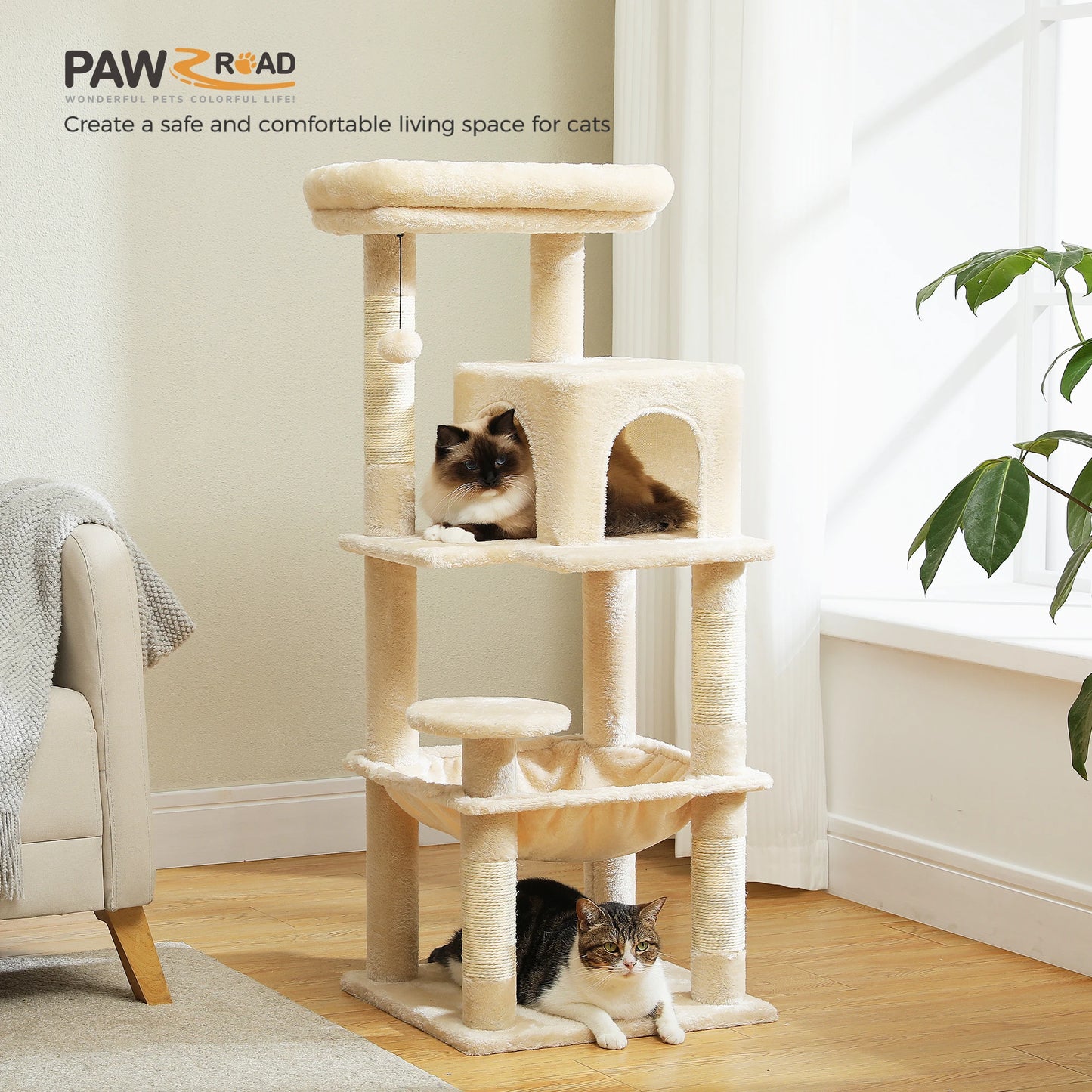 5-Level Cat Tree Tower with Hammock & Top Perch