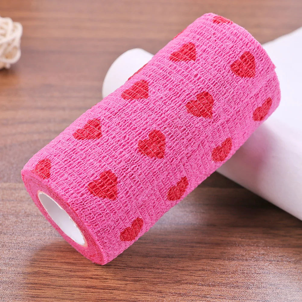 Rose Red Heart Dog Cat Medical Bandage Elastic Self-Adhesive Bandages Non-woven Practical Beautiful Elastoplast for Pets Animal