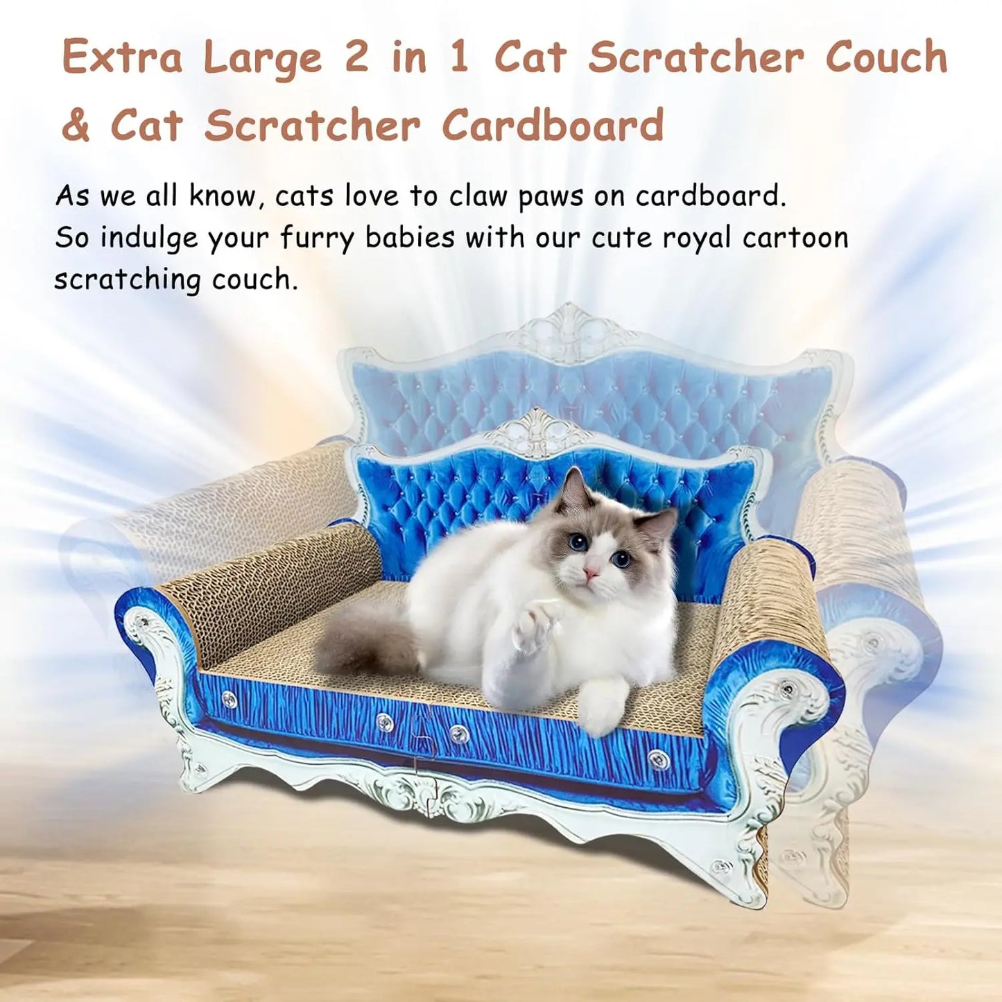 Cardboard Cat Scratcher Sofa Bed, Couch Shaped Scratching Board with Catnip for Indoor Cats