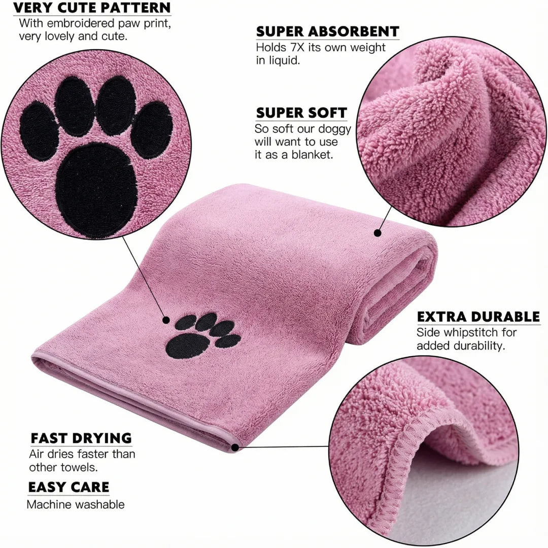 Super Absorbent Quick-Drying Dog Bath Towel - Soft & Large