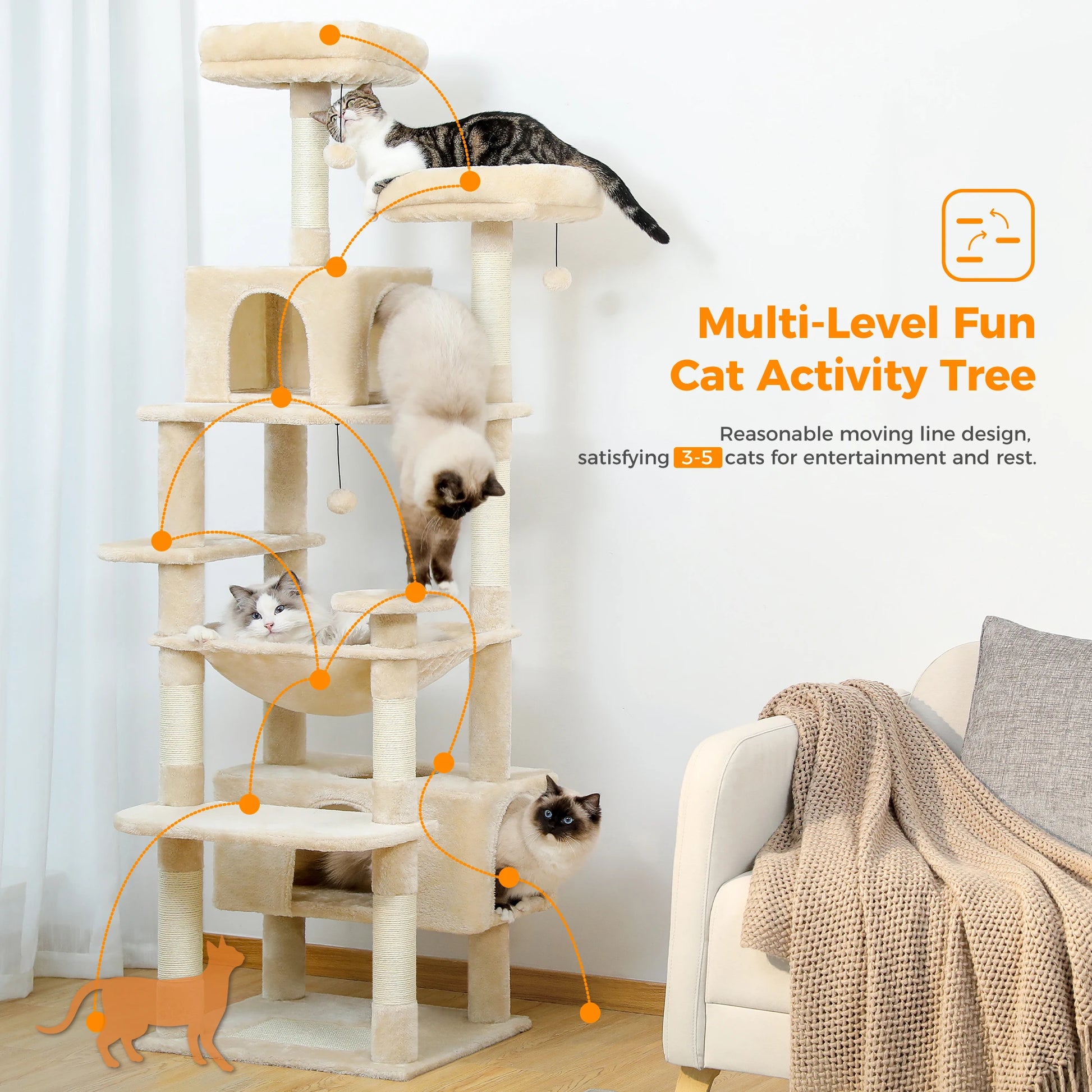 Multi-Level Cat Tree Tower with Condo & Hammock product image 5