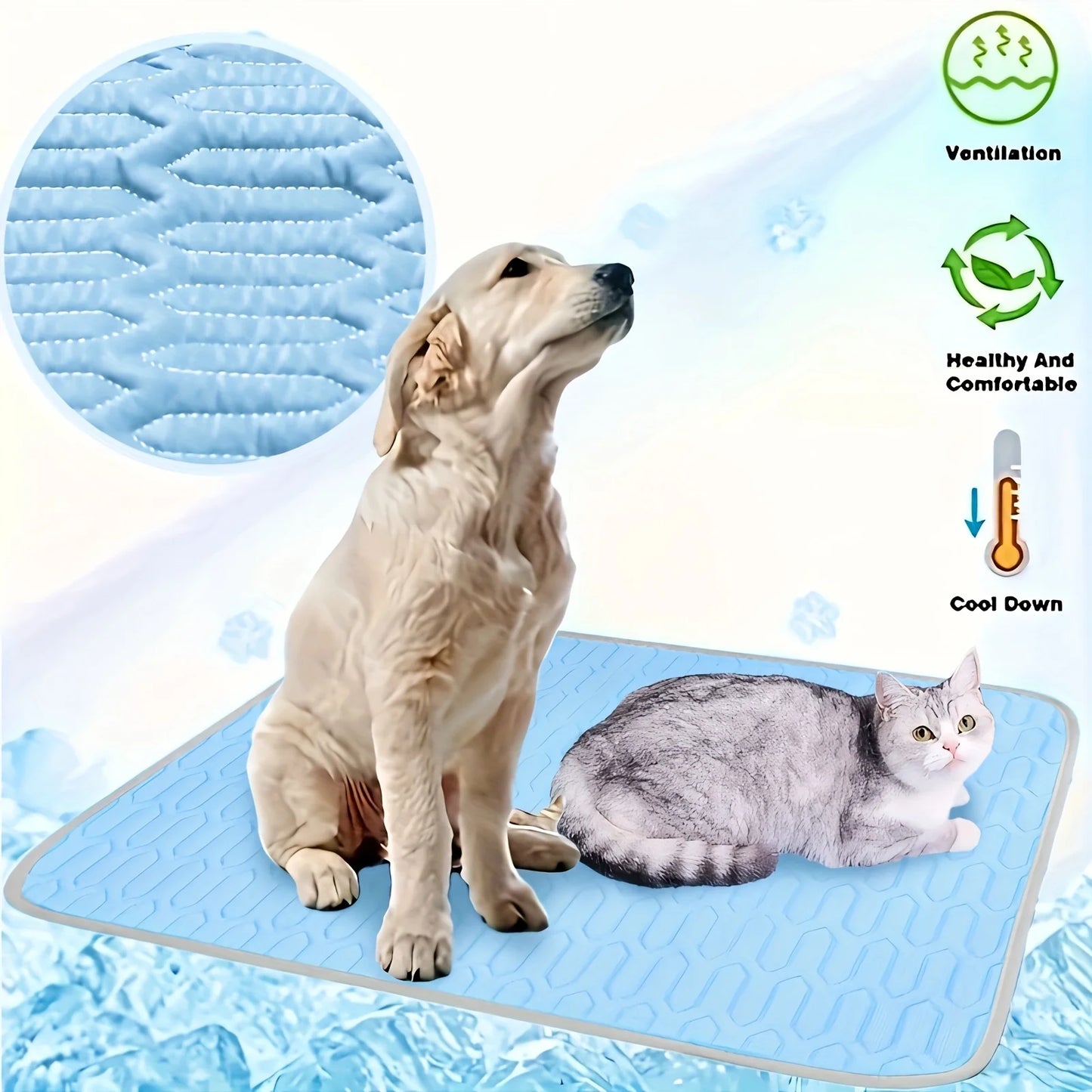 Summer Pet Cooling Mat & Sleeping Pad for Cats and Dogs - front view