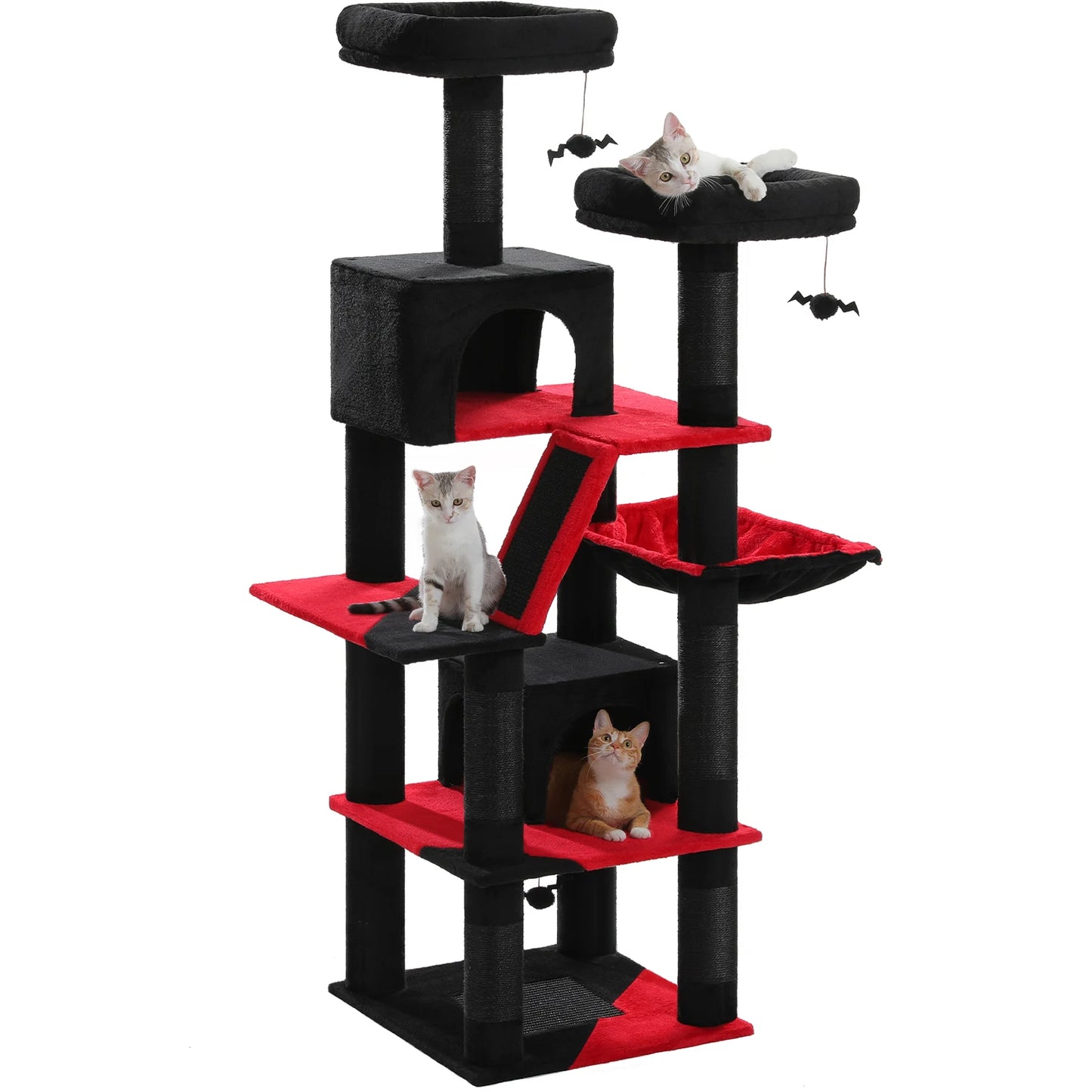 Large Multi-Level Cat Tree with Plush Condos, Perches & Caves