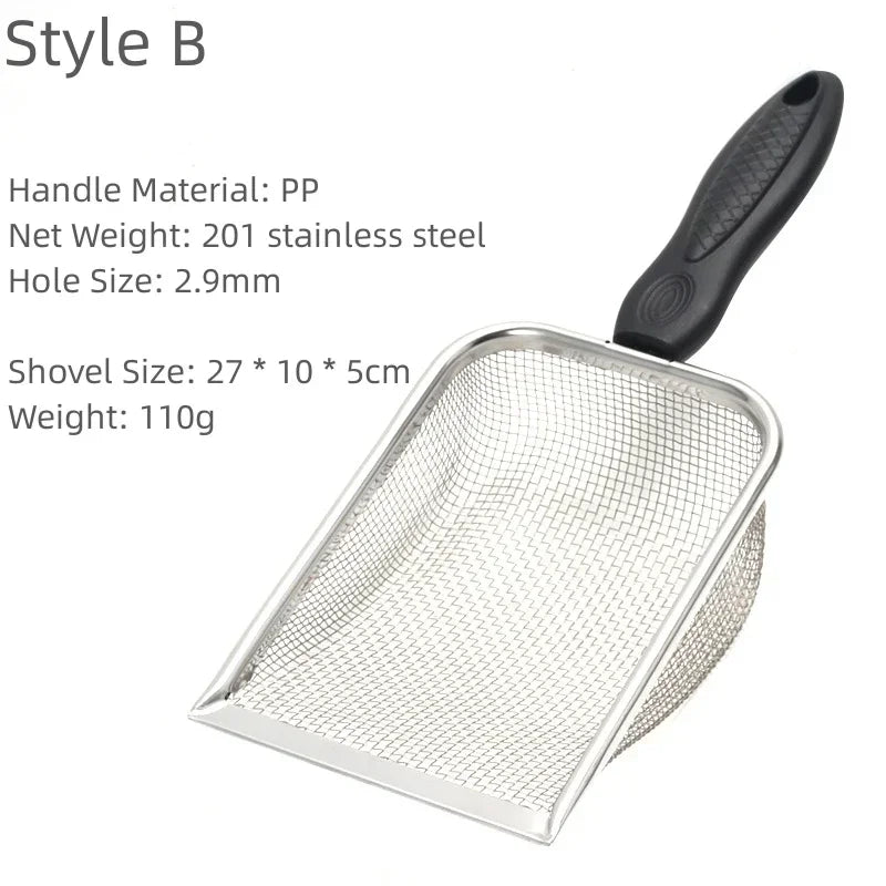 Long-Handle Stainless Steel Cat Litter Scoop