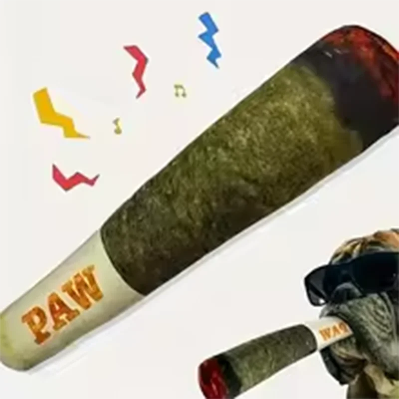 Plush Squeaky Dog Toy in Cigar Design main product image