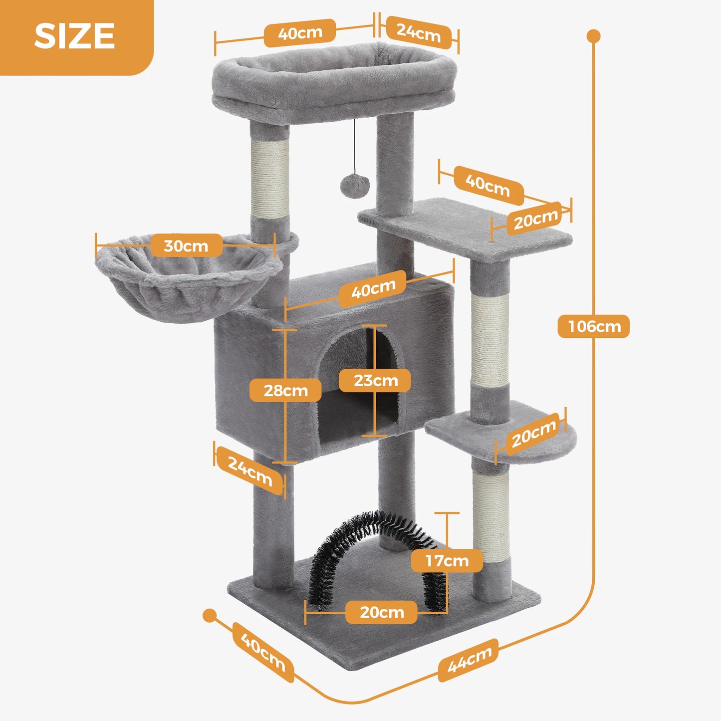 Multi-Level Cat Tree with Sisal Scratching Posts & Soft Perch
