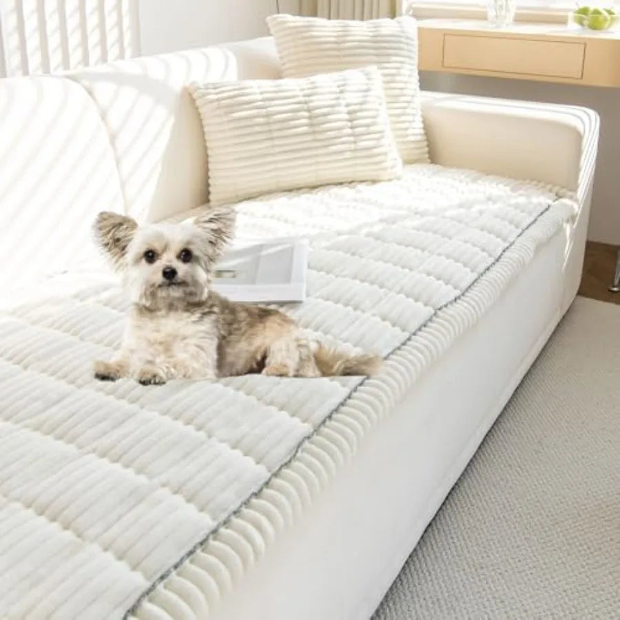 Faux Fur Plush Dog Couch Cover 3D Stripe Fuzzy Sofa Cover Non-Slip Fluffy Dog Bed Cover Pet Blanket Sofa Couch Furniture Protec