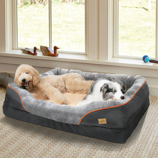 Large Fleece Dog Bed with Washable Waterproof Cover - front view