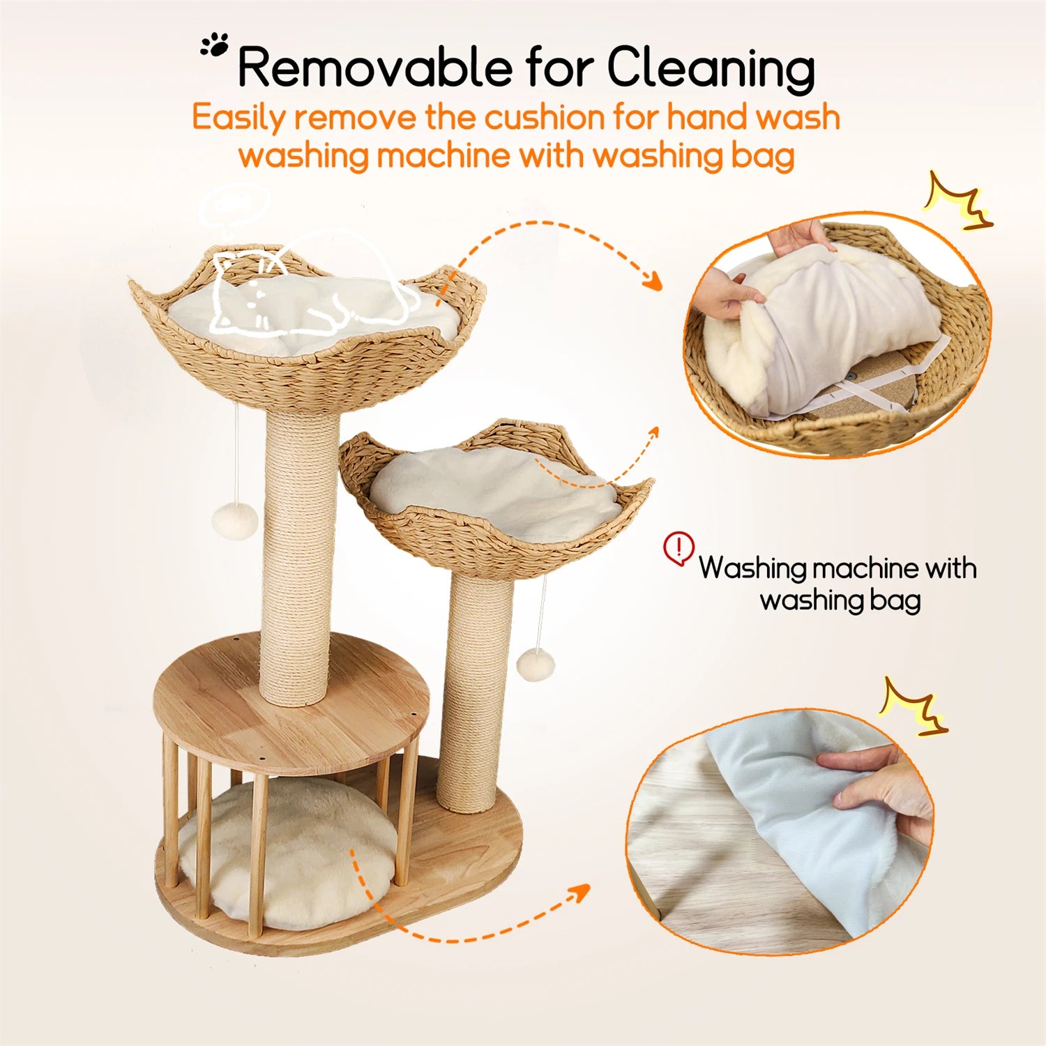 3-Tier Cat Tree Tower with Sisal Scratching Post product image 6