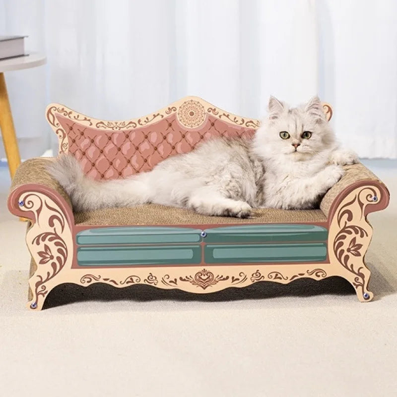 Large L-Shaped Cat Scratch Board Sofa Bed - Wear-Resistant