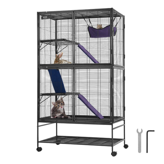 64.6" 4-Tier Rolling Metal Cage for Ferrets & Small Pets - front view