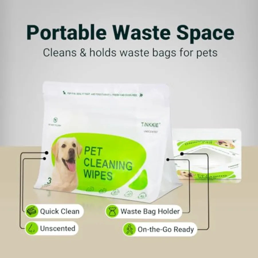 Pet Wipes for Dogs and Cats Individually Wrapped Dog and Cat Wipes for Paws Face and Body Alcohol-Free Pet Grooming Wipes 8"×8"