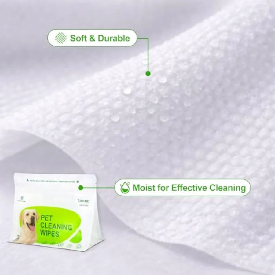 Pet Wipes for Dogs and Cats Individually Wrapped Dog and Cat Wipes for Paws Face and Body Alcohol-Free Pet Grooming Wipes 8"×8"