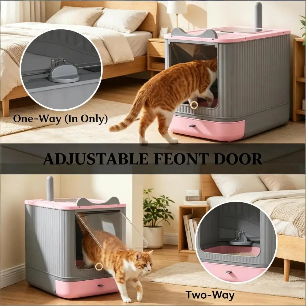 Enclosed Design Cat Litter Box with Slide-Out Tray for Small-Medium Cats