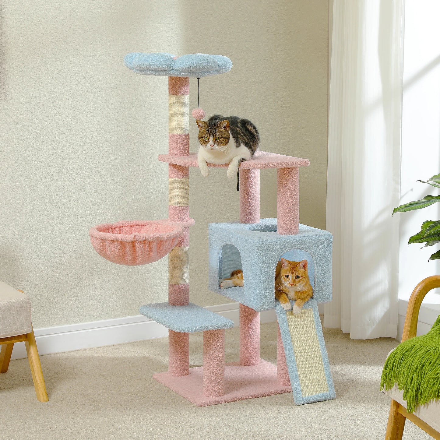 Flower Cat Tree Multi-Level Tower with Sisal Scratching Posts