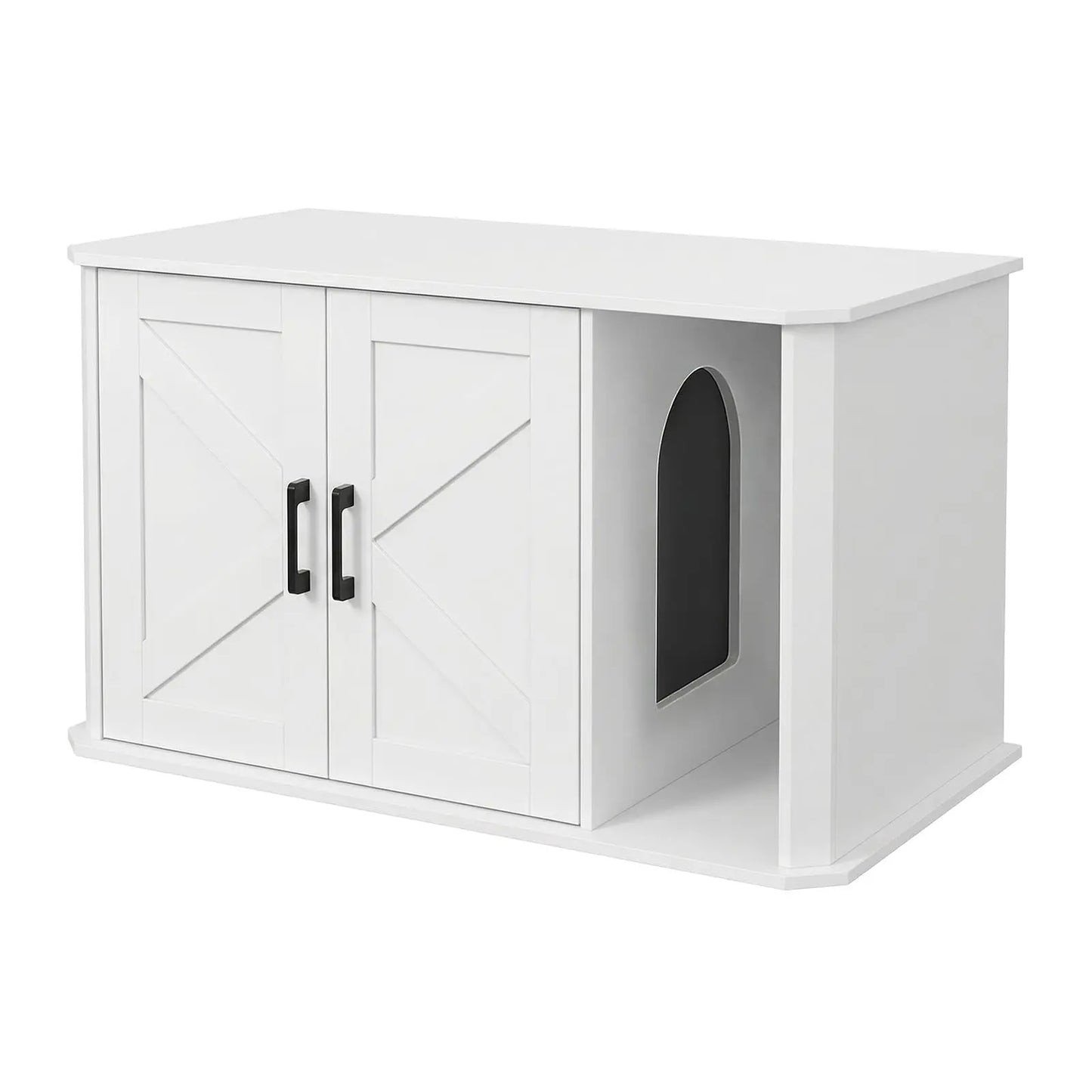 Hidden Cat Litter Box Enclosure Furniture Wooden Cat Washroom Cabinet With Double Doors Side Entry Modern Pet House End Table