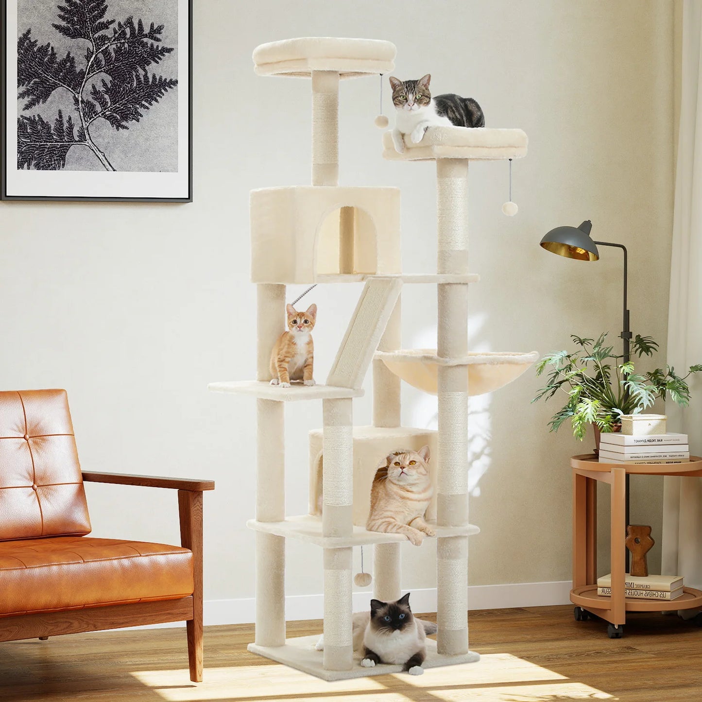 Multi-Level Cat Tree Tower with Condo, Hammock & Scratching Board