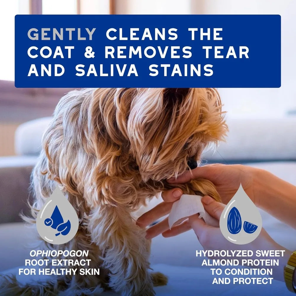 Pet Wipes for Dogs & Cats, 100 Count Multi-Purpose for Paws, Butt, Tear Stains, Gentle Skin-Friendly Formula