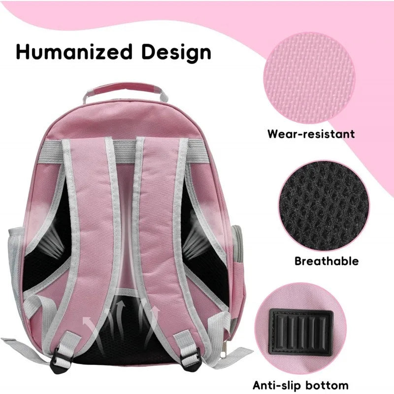 Pink Expandable Pet Backpack Carrier for Cats & Dogs