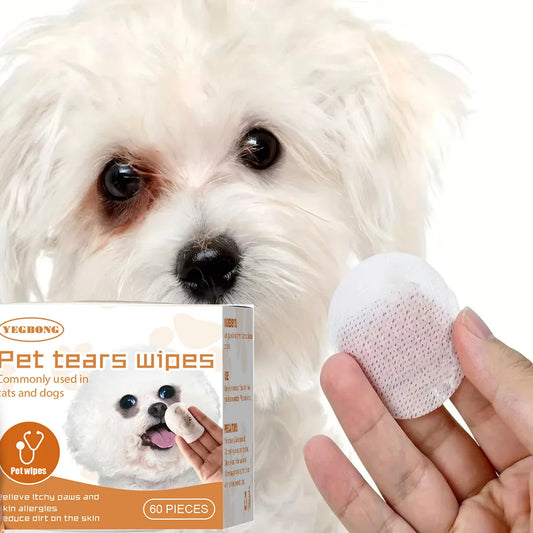 YEGBONG Pet Eye Wipe for Cats Dogs Remove Tear Marks Stain Cleaning Relieve Discomfort Deodorizing Eye Grooming Pets Wet Tissues