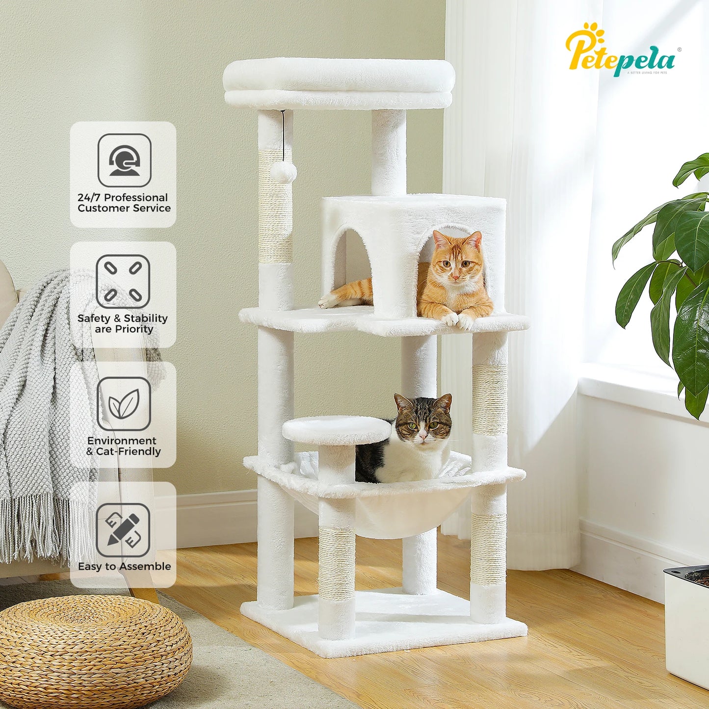 5-Level Cat Tree Tower with Hammock & Top Perch