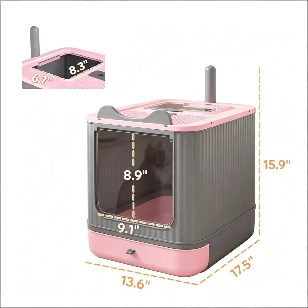 Enclosed Design Cat Litter Box with Slide-Out Tray for Small-Medium Cats