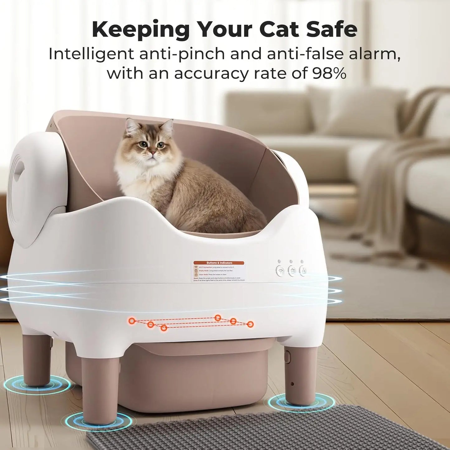 Extra-Large Smart Self-Cleaning Cat Litter Box, App Control