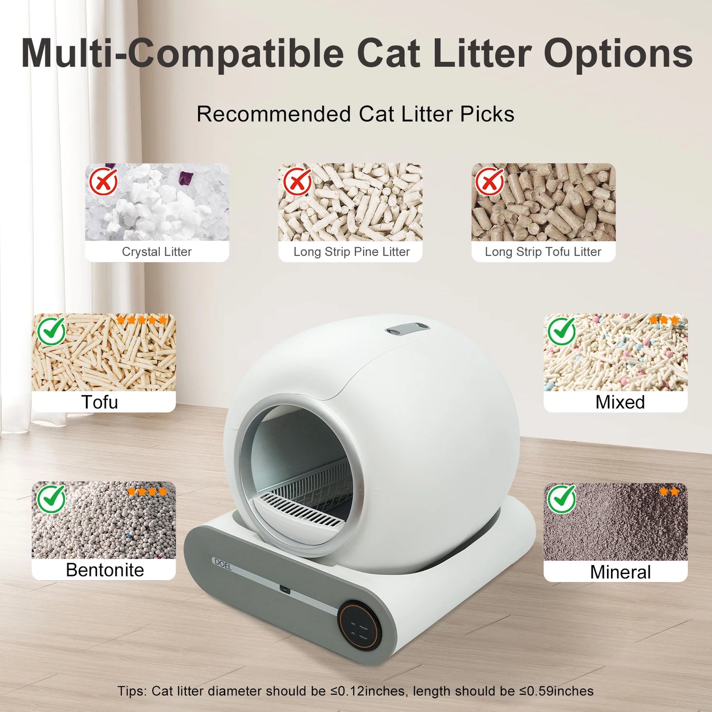 Smart 65L Self-Cleaning Cat Litter Box with WiFi App