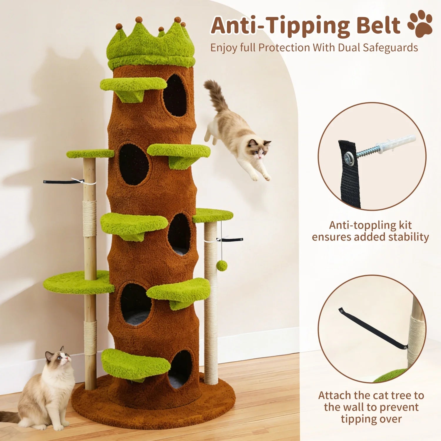 187cm Cat Tree Tower with Condo, Stairs and Perch product image 5