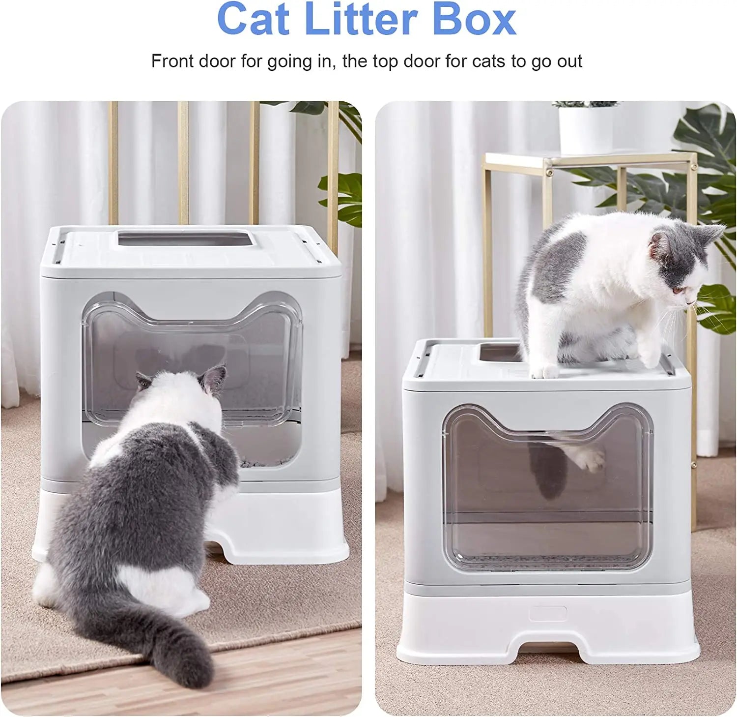 Foldable Hooded Cat Litter Box with Scoop and Drawer product image 3