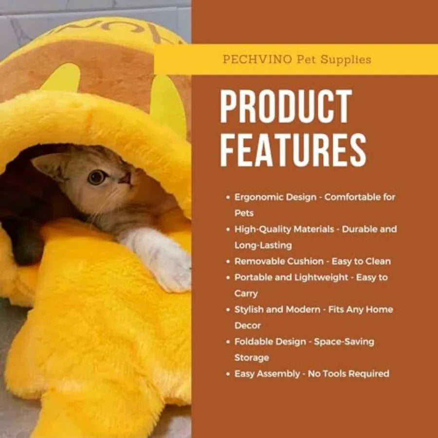 Honey Pot Cat Bed - Comfortable Memory Foam Pet Furniture with Removable Cushion - Stylish and Washable Cat Bed for Small Cats