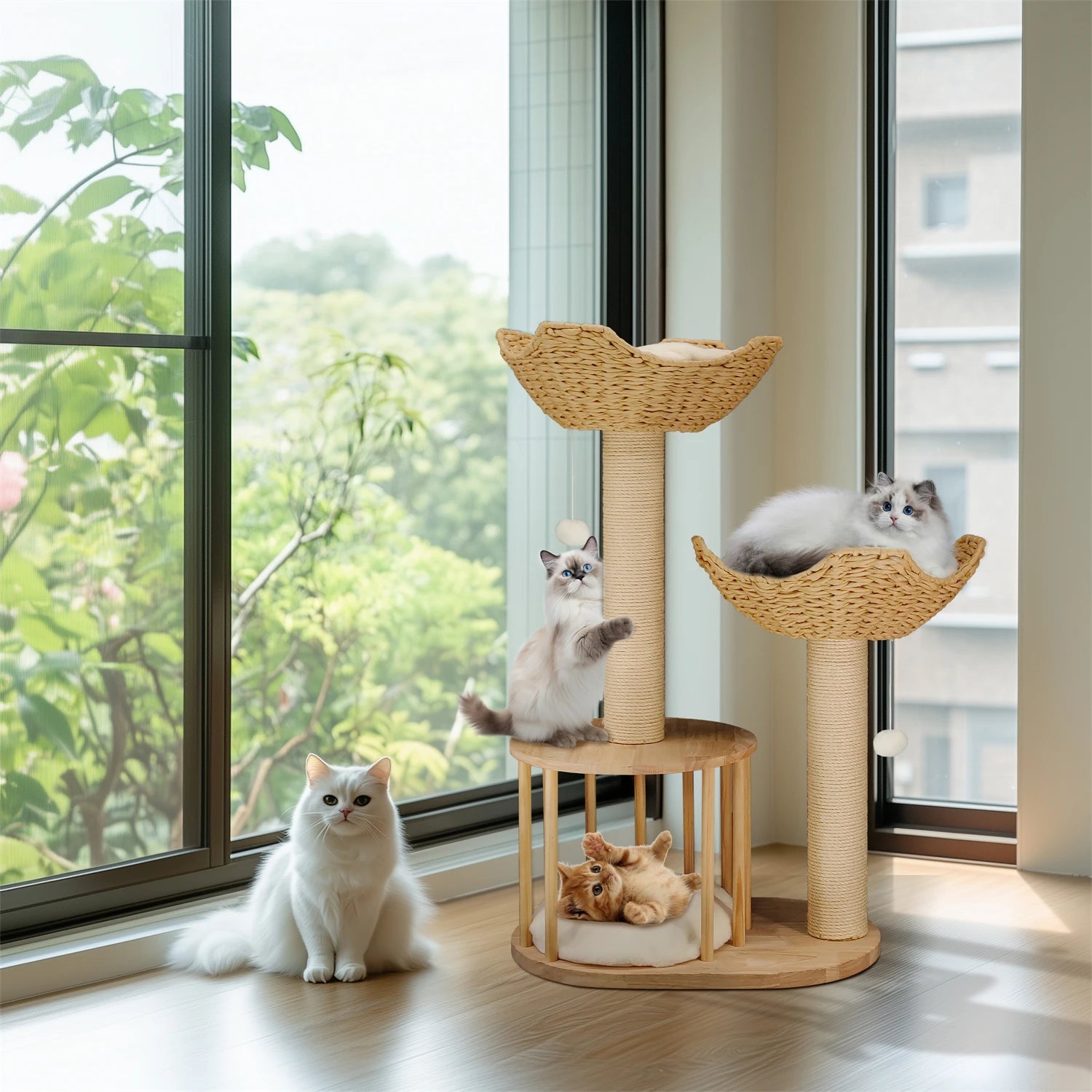 3-Tier Cat Tree Tower with Sisal Scratching Post product image 2