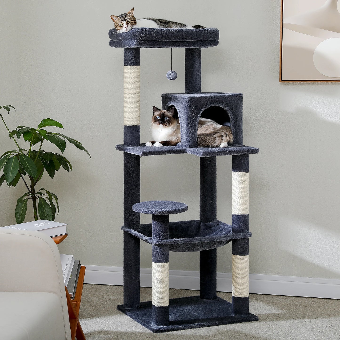 5-Level Cat Tower with Hammock & Sisal Scratching Posts