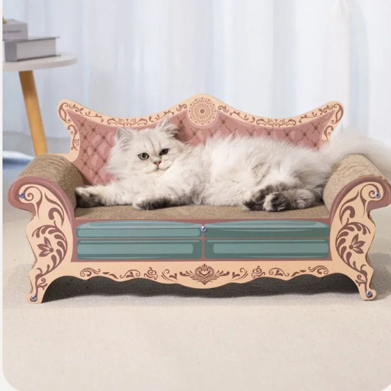 Large L-Shaped Cat Scratch Board Sofa Bed - Wear-Resistant