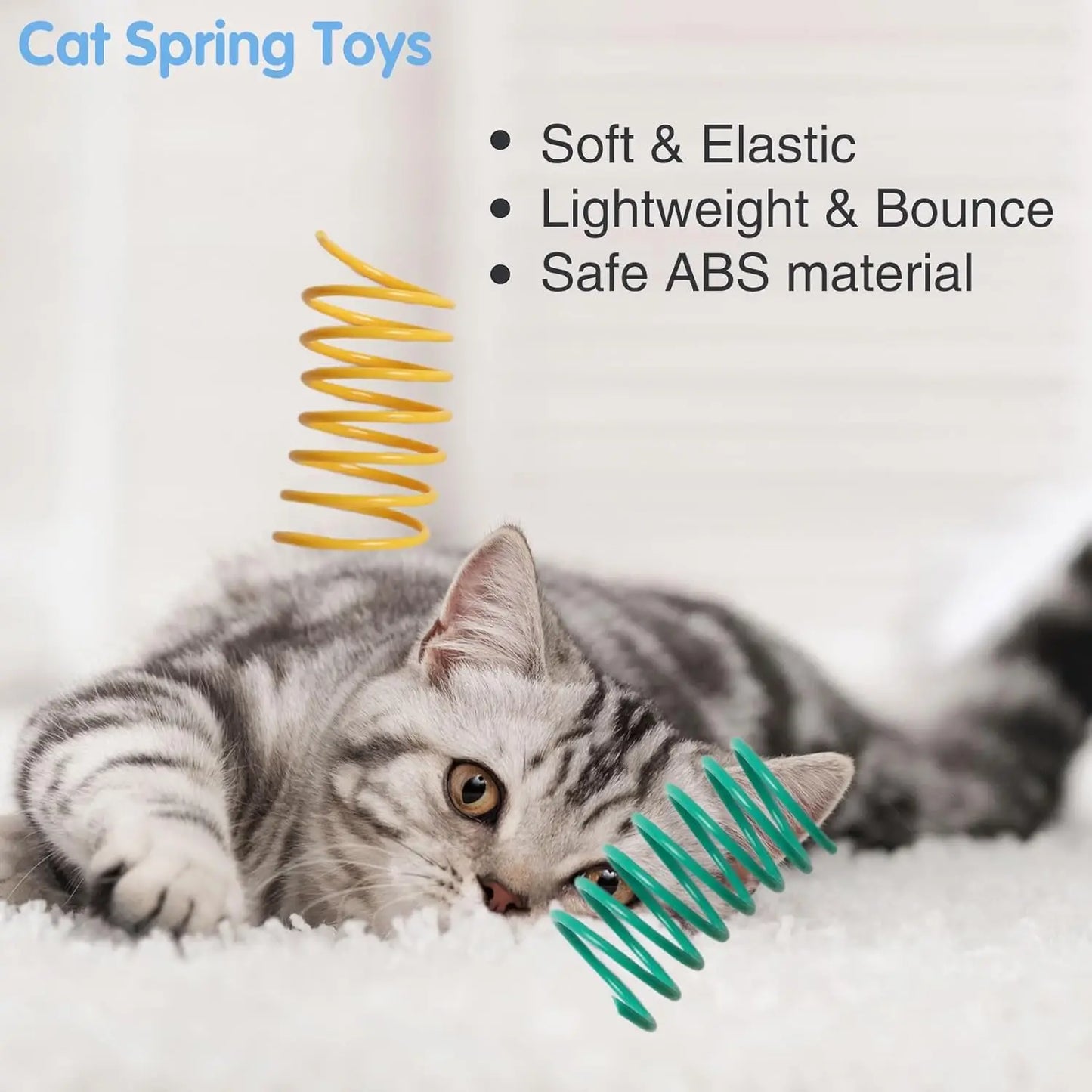 12PCS 12Colors Cat Spring Toys for Indoor Cats, Interactive Coil Springs for Self Play, Durable Heavy Plastic Cat Spiral Spring