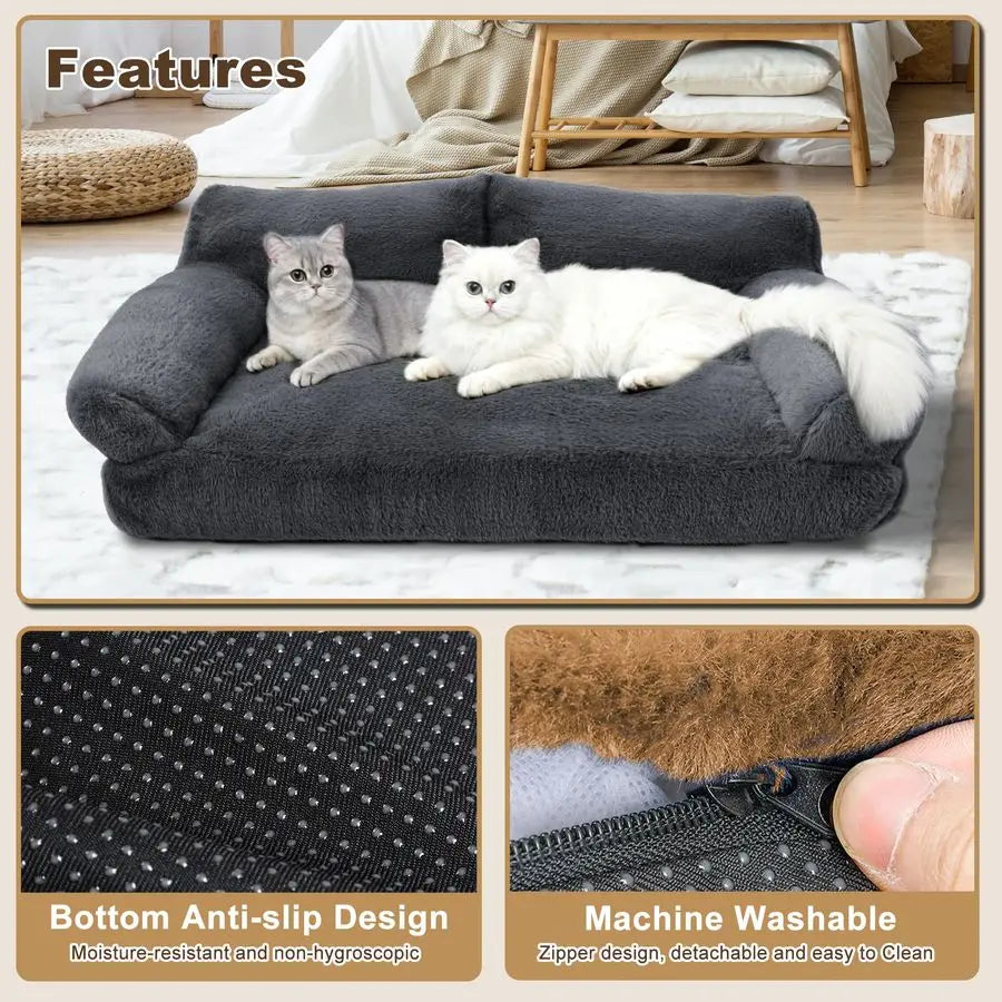 Beds for Indoor Cats, Cat Couch Bed, Cute Cats Sofas for Medium Pets, Dog Sofas amp Chairs with Removable Washable Cover, Plush