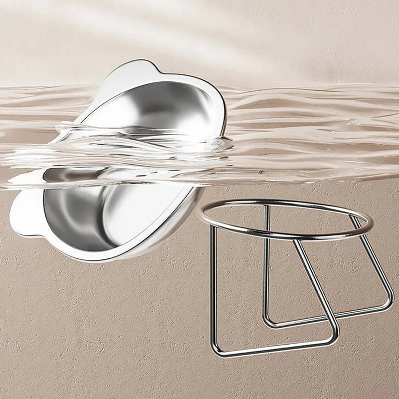 Tilted Stainless Steel Cat Bowl with Raised Metal Stand