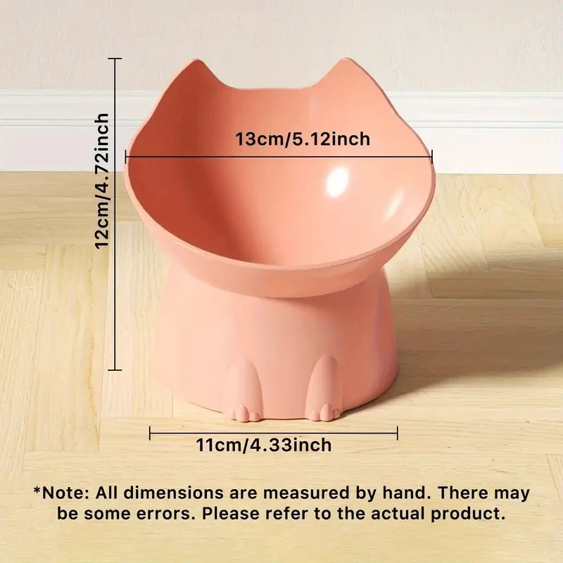 Elevated Anti-Tip Cat Bowl with Tilted Edge for Neck Comfort
