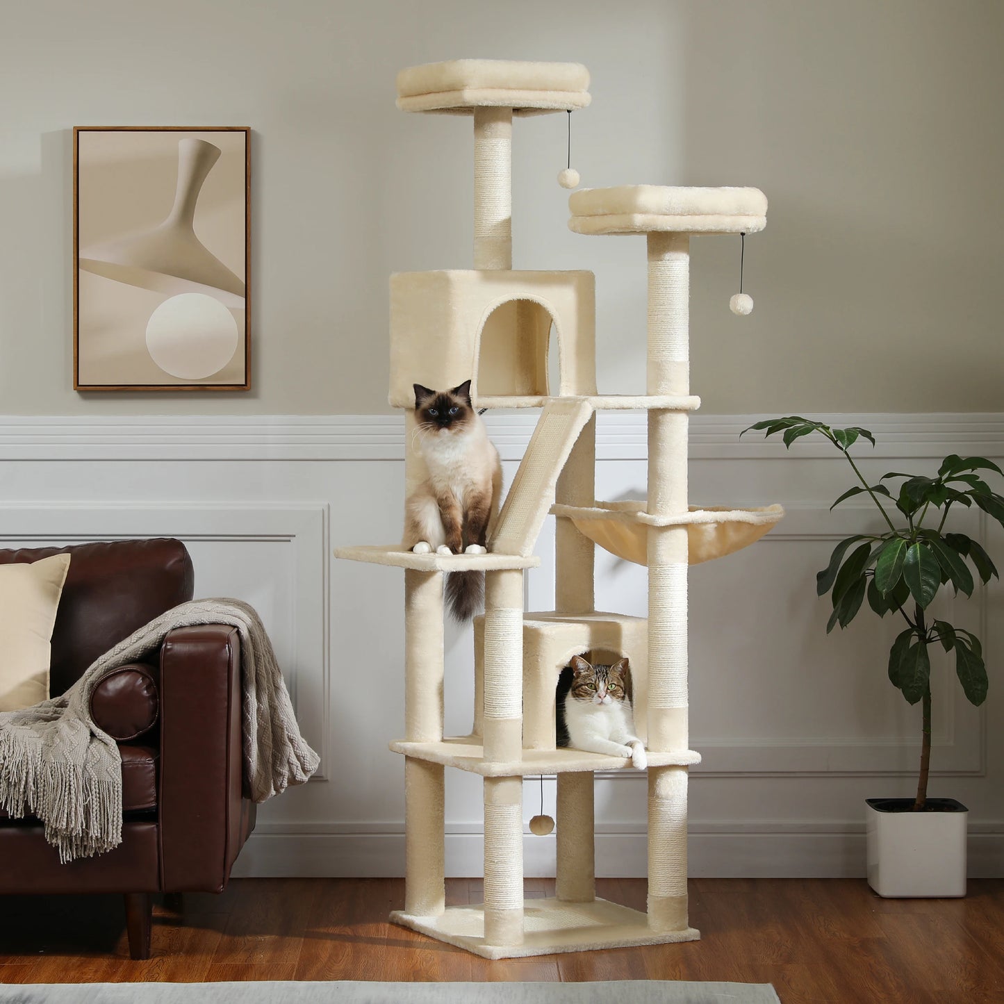 Multi-Level Cat Tree Tower with Condo, Hammock & Posts