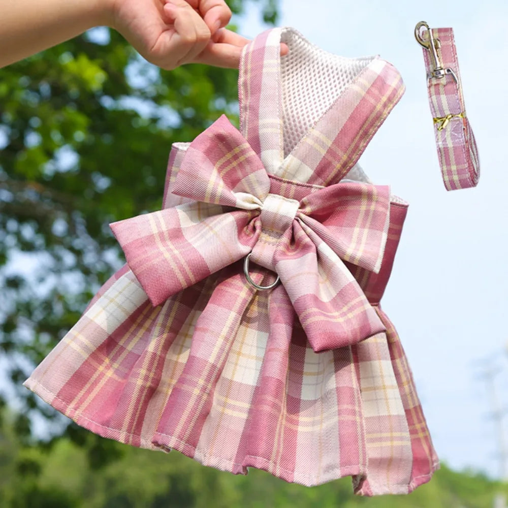 Plaid Pet Harness Dress with Leash Attachment product image 10