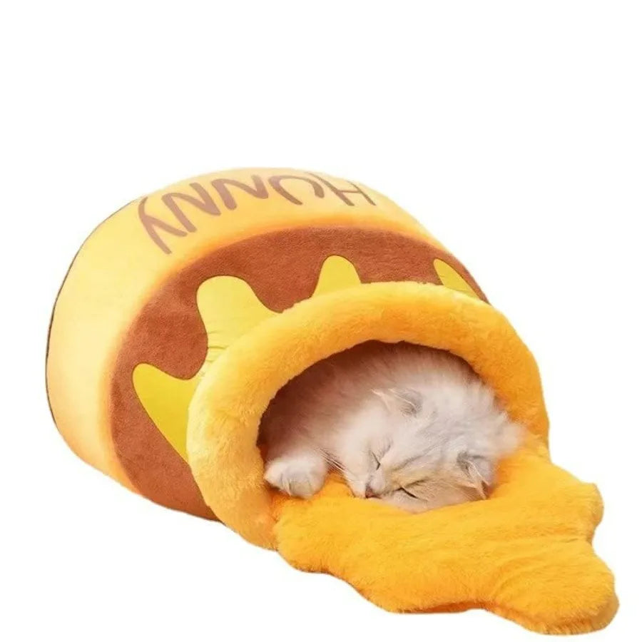 Honey Pot Cat Bed - Comfortable Memory Foam Pet Furniture with Removable Cushion - Stylish and Washable Cat Bed for Small Cats
