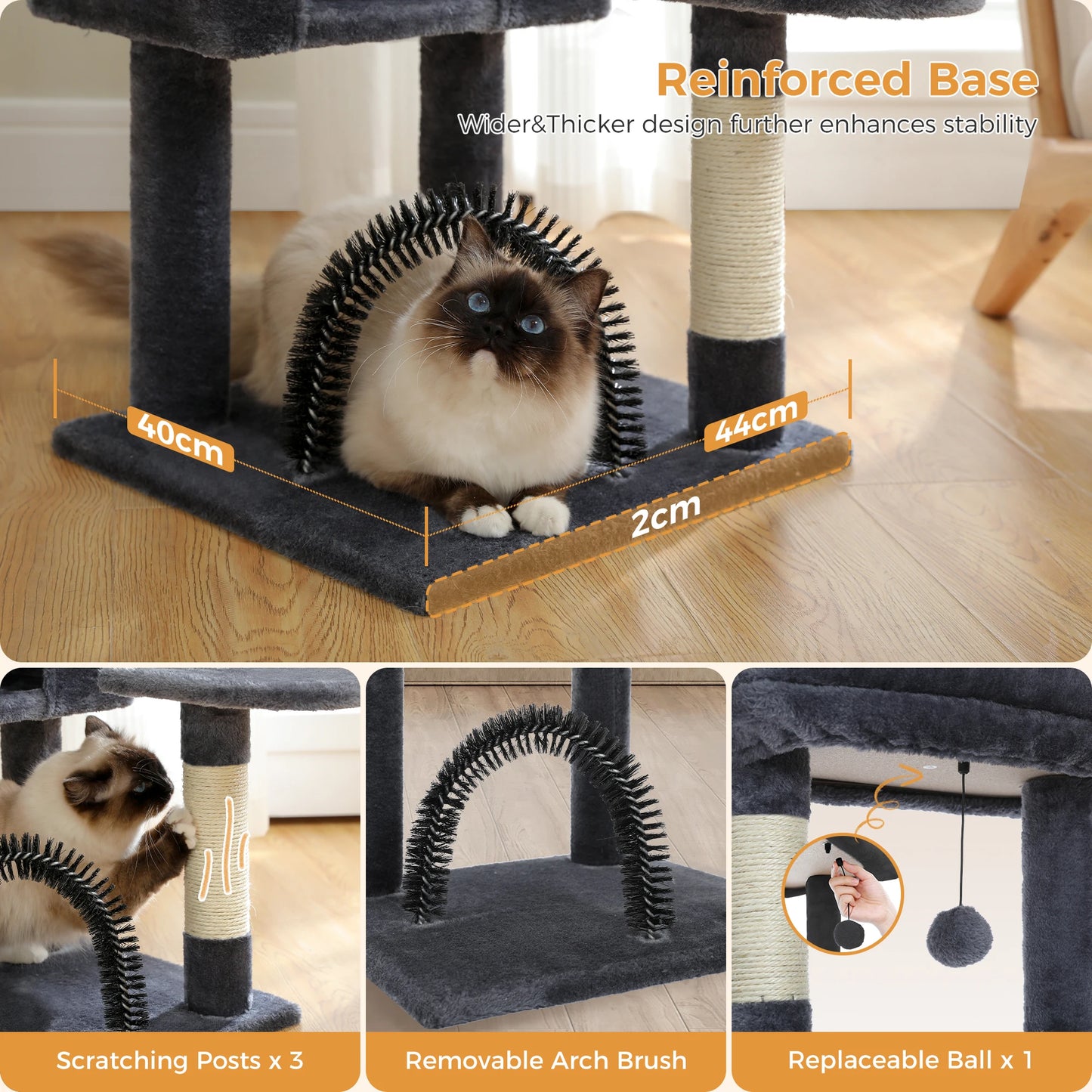 Multi-Level Cat Tree with Sisal Scratching Posts & Soft Perch