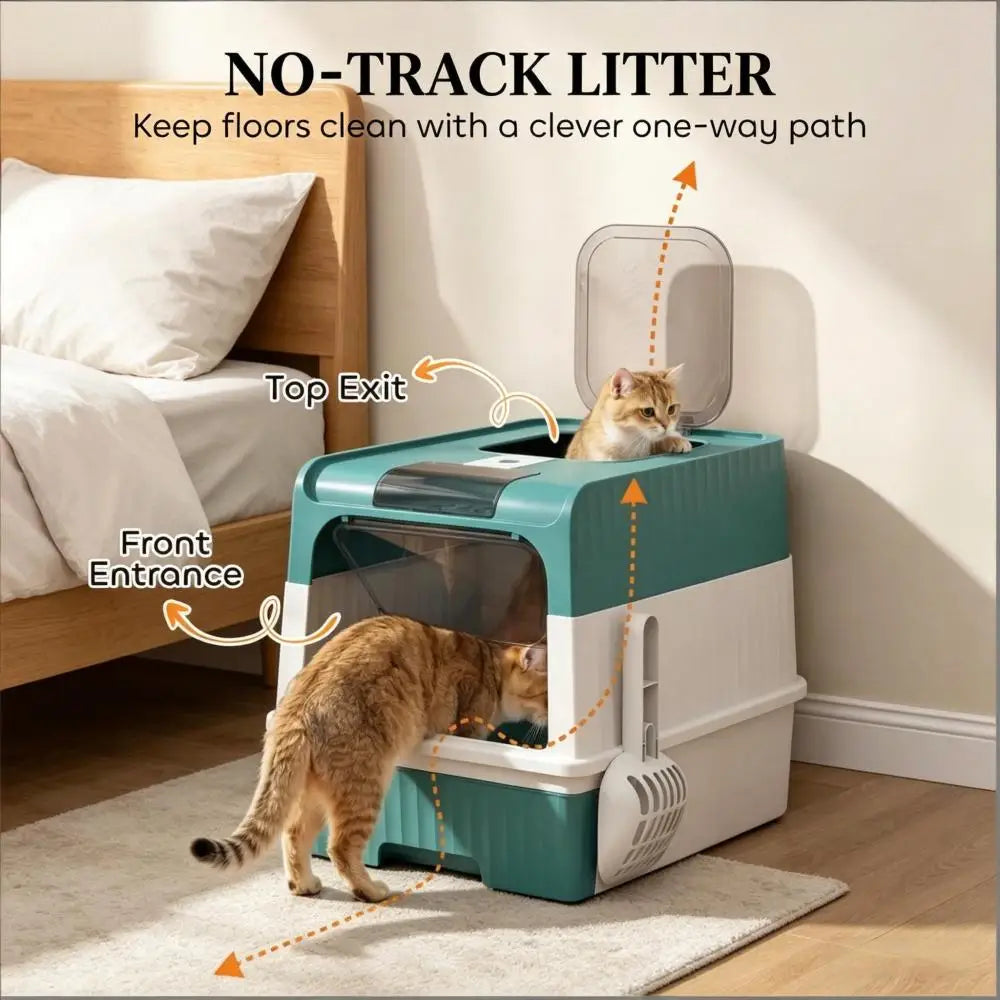 Ye Fully Enclosed Compact Pet Cat Litter Box