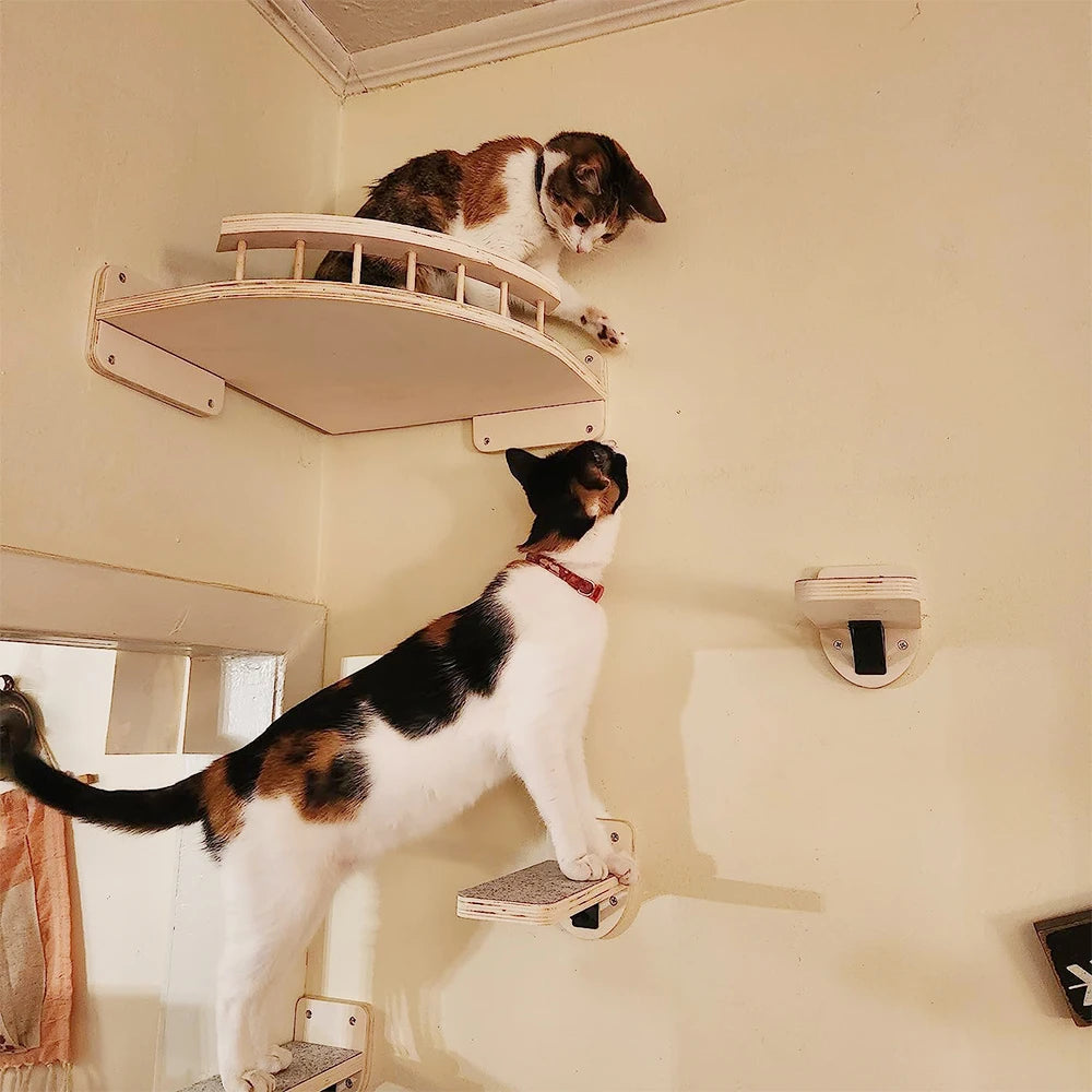 Wall-Mounted Cat Climbing Shelf with Sisal Steps product image 6