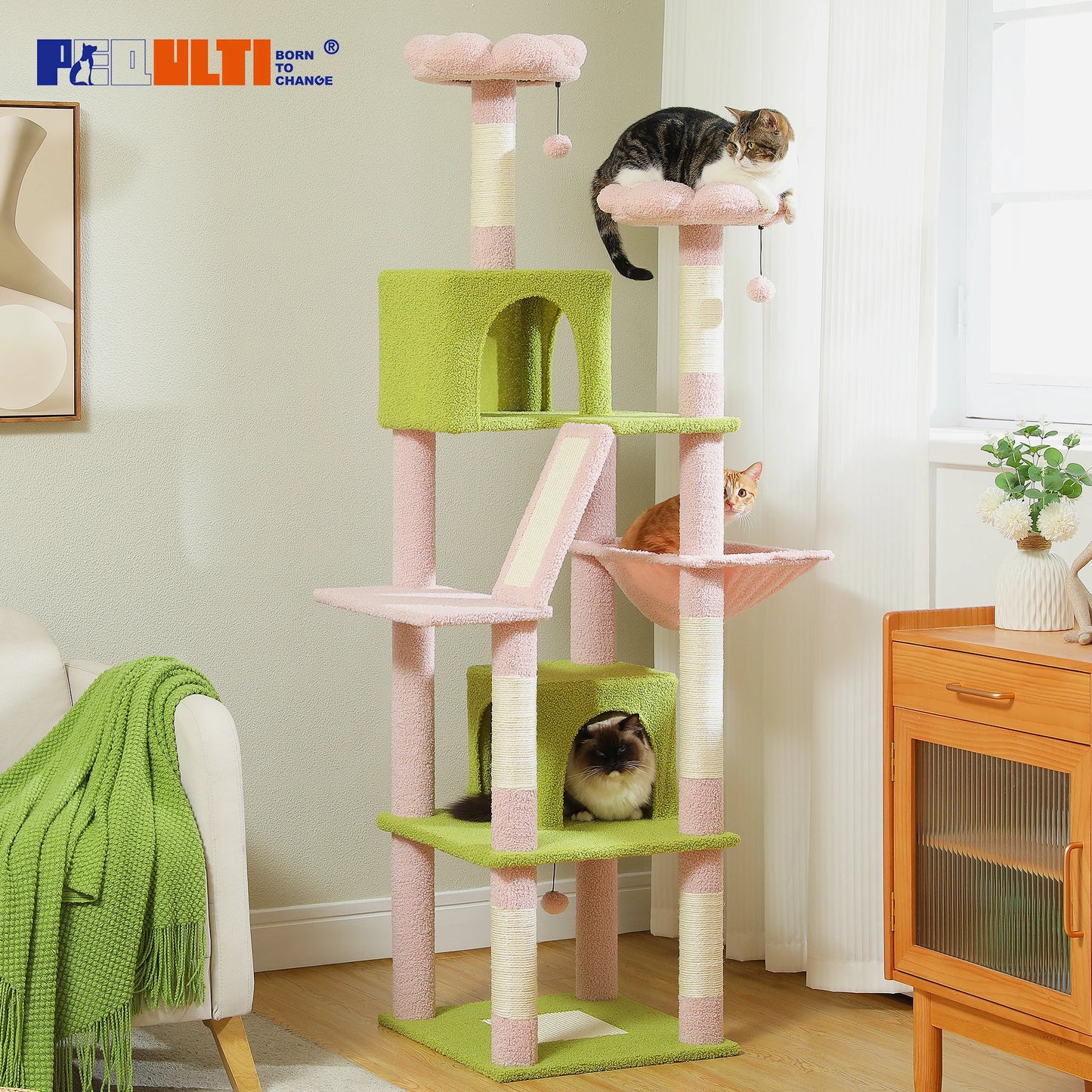 Multi-Level Cat Tree Tower with Condo, Hammock & Posts