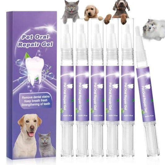 6Pcs Pet Oral Repair Gel, Dog Oral Repair Gel, Pet Breath Freshener for Cats and Dogs, Removes Tartar, Keeps Breath Fresh, Stre