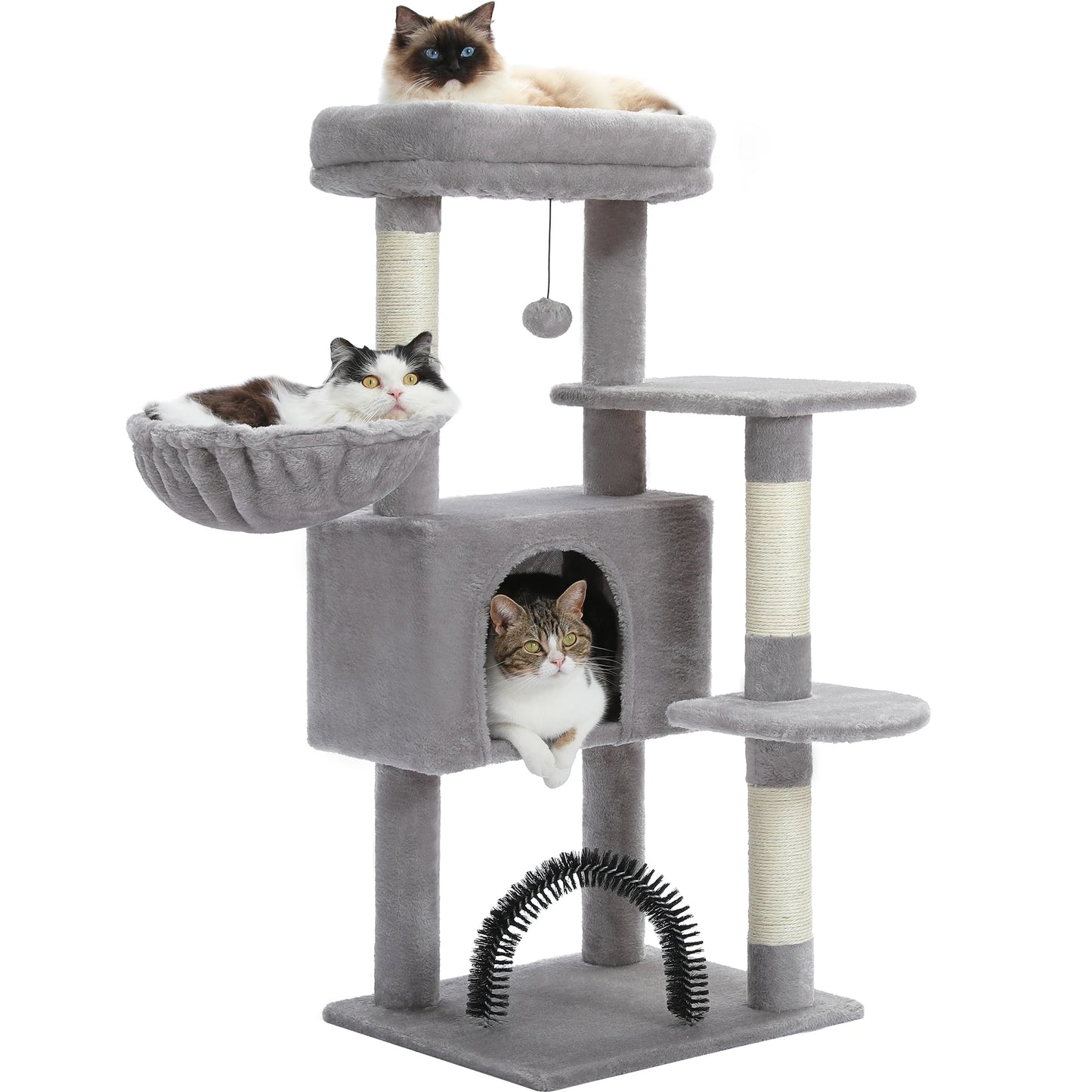 Cat Tree Tower with Condo, Plush Perch, Hammock & Sisal Posts