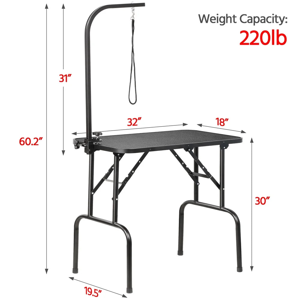 Costoffs Pet Foldable Grooming Table Dog Cat Beauty Trimming with Height Adjustable Arm Folding Legs Halloween Pet Grooming Table for Home or Professional Pet Store Uses JUYHGV