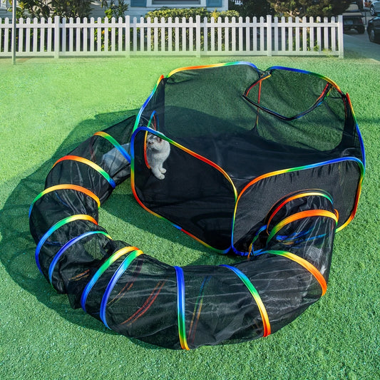 Cat Tunnel, Outdoor Cat Enclosures Playground, Rainbow Cat Playpen For Cats, Kitty And Small Animals, Include Portable Cat Tent With Circle Cat Tunnel JUYHGV